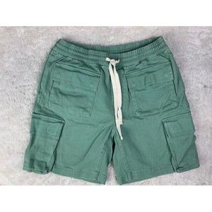 Standard Cloth Size S Mens Denim Cargo Shorts Green Elastic Drawstring W…